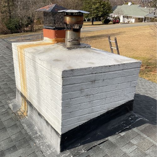 Chimney Needing Repairs on Cap and crown | Black Goose Chimney Service